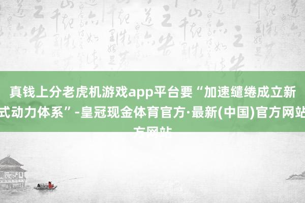 真钱上分老虎机游戏app平台要“加速缱绻成立新式动力体系”-皇冠现金体育官方·最新(中国)官方网站