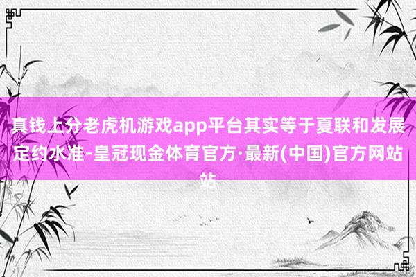 真钱上分老虎机游戏app平台其实等于夏联和发展定约水准-皇冠现金体育官方·最新(中国)官方网站