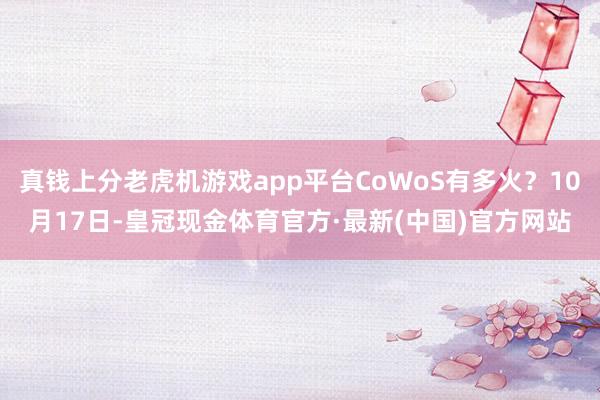 真钱上分老虎机游戏app平台CoWoS有多火？10月17日-皇冠现金体育官方·最新(中国)官方网站