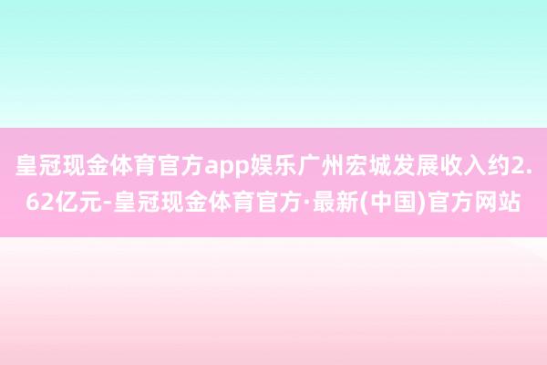 皇冠现金体育官方app娱乐广州宏城发展收入约2.62亿元-皇冠现金体育官方·最新(中国)官方网站