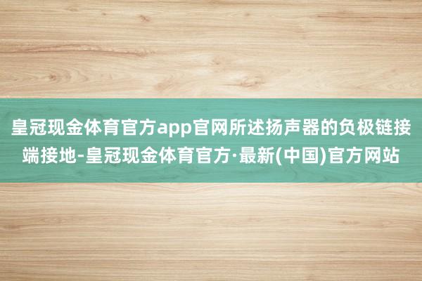 皇冠现金体育官方app官网所述扬声器的负极链接端接地-皇冠现金体育官方·最新(中国)官方网站